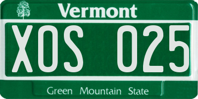 VT license plate XOS025