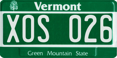 VT license plate XOS026