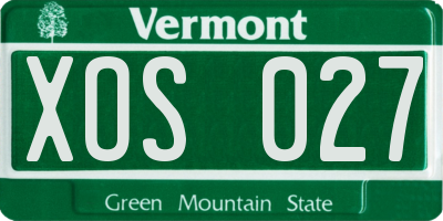 VT license plate XOS027