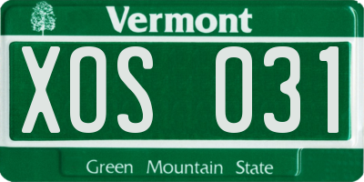 VT license plate XOS031