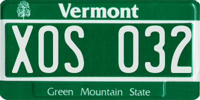 VT license plate XOS032