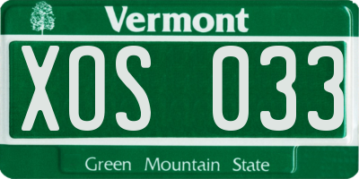 VT license plate XOS033