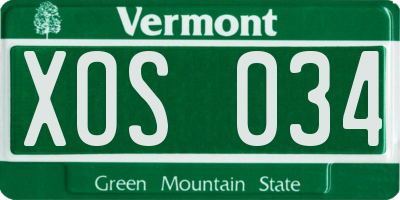 VT license plate XOS034