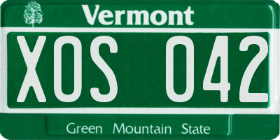 VT license plate XOS042