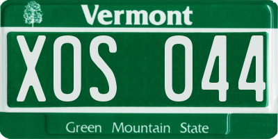 VT license plate XOS044