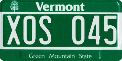 VT license plate XOS045