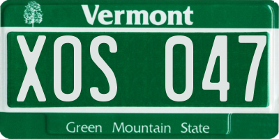 VT license plate XOS047