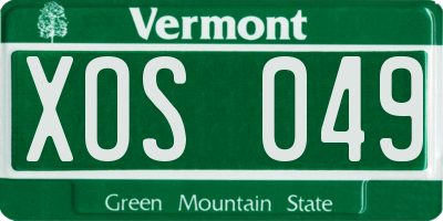 VT license plate XOS049