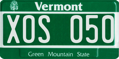 VT license plate XOS050