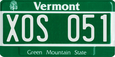 VT license plate XOS051