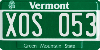 VT license plate XOS053