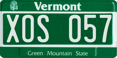 VT license plate XOS057