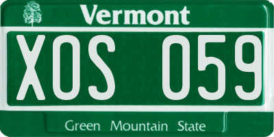 VT license plate XOS059