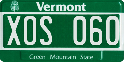 VT license plate XOS060