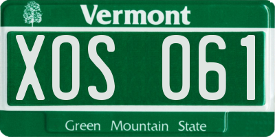VT license plate XOS061