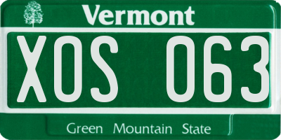 VT license plate XOS063