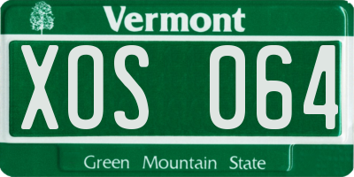 VT license plate XOS064