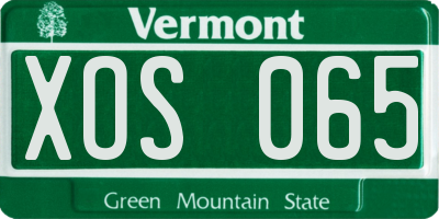 VT license plate XOS065