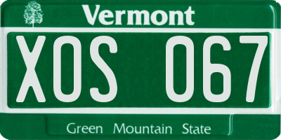 VT license plate XOS067
