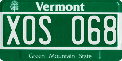 VT license plate XOS068