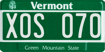 VT license plate XOS070