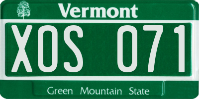 VT license plate XOS071