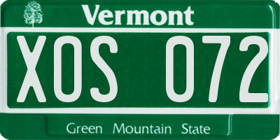 VT license plate XOS072