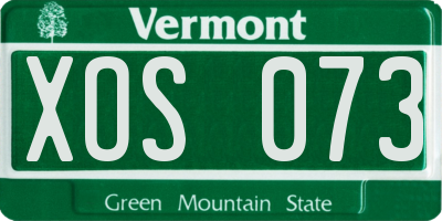 VT license plate XOS073