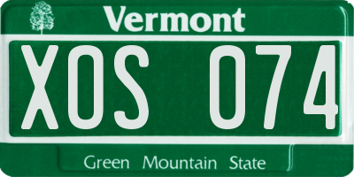 VT license plate XOS074