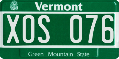 VT license plate XOS076