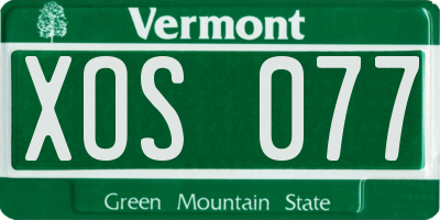 VT license plate XOS077