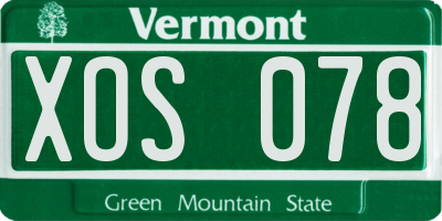 VT license plate XOS078