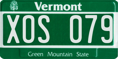 VT license plate XOS079