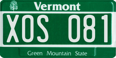 VT license plate XOS081