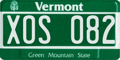 VT license plate XOS082