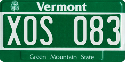 VT license plate XOS083