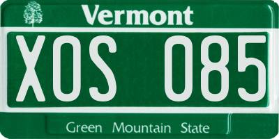 VT license plate XOS085