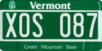 VT license plate XOS087