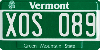 VT license plate XOS089