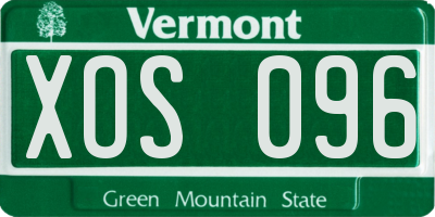 VT license plate XOS096