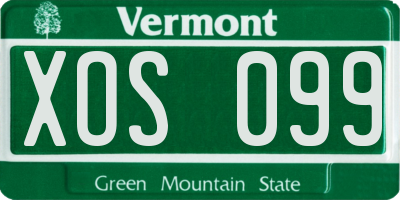 VT license plate XOS099