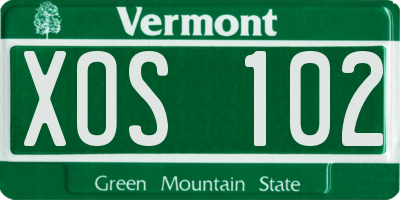 VT license plate XOS102