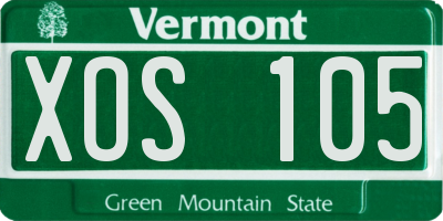 VT license plate XOS105