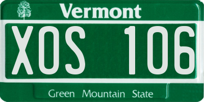 VT license plate XOS106