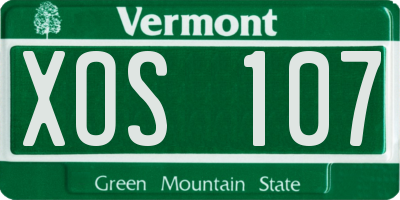VT license plate XOS107