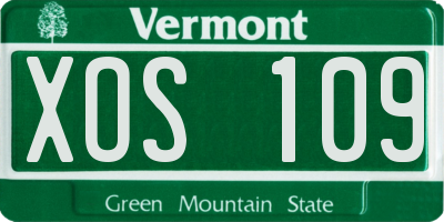 VT license plate XOS109