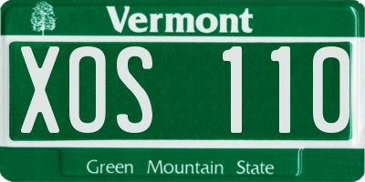 VT license plate XOS110