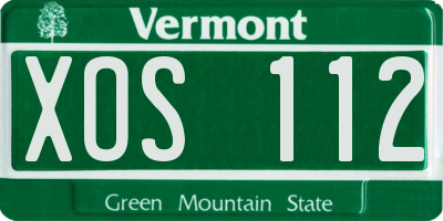 VT license plate XOS112