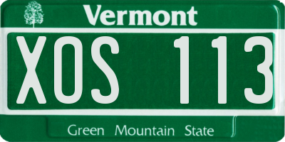 VT license plate XOS113