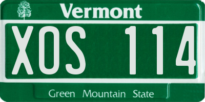 VT license plate XOS114
